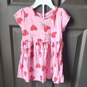 🩷 Pink Heart Patterned Kids Dress